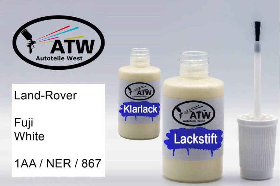 Land-Rover, Fuji White, 1AA / NER / 867: 20ml Lackstift + 20ml Klarlack - Set, von ATW Autoteile West.